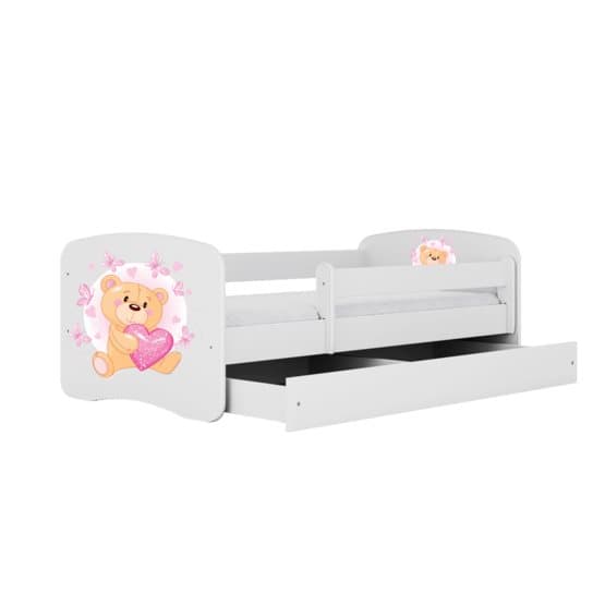 Barnsäng - Babydreams Vit - Bear With Butterflies Med Låda Och Madrass 160x80 Cm
