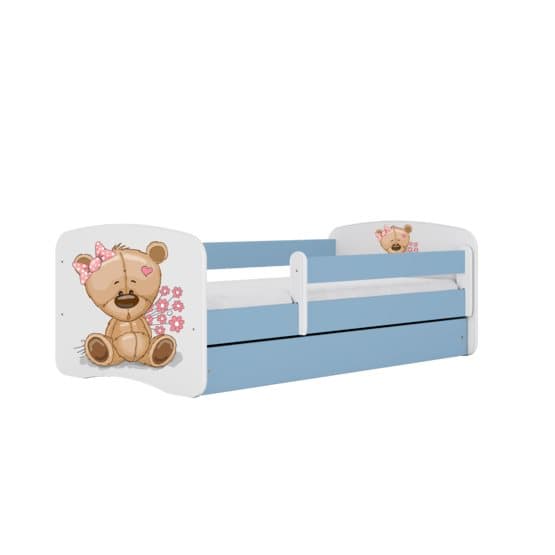 Barnsäng - Babydreams Blå - Bear With Flowers Med Låda 160x80 Cm