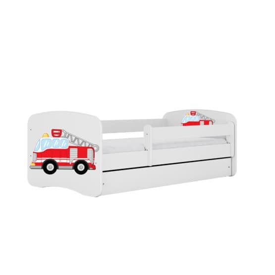 Barnsäng - Babydreams Vit - Fire Truck Med Låda 140x70 Cm