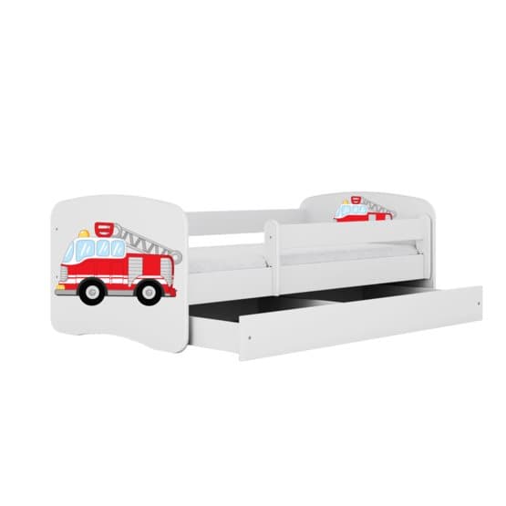 Barnsäng - Babydreams Vit - Fire Truck Med Låda 140x70 Cm