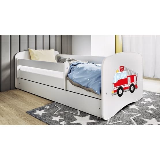 Tremmeseng - Babydreams Hvid - Brandbil Med Skuffe 140x70 Cm