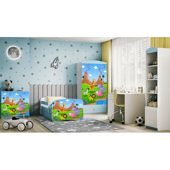 Barnsäng - Babydreams Blå - Safari Med Låda 160x80 Cm
