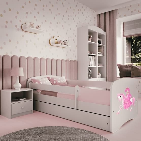 Tremmeseng - Babydreams Hvid - Prinsesse På Hest Med Skuffe 180x80 Cm