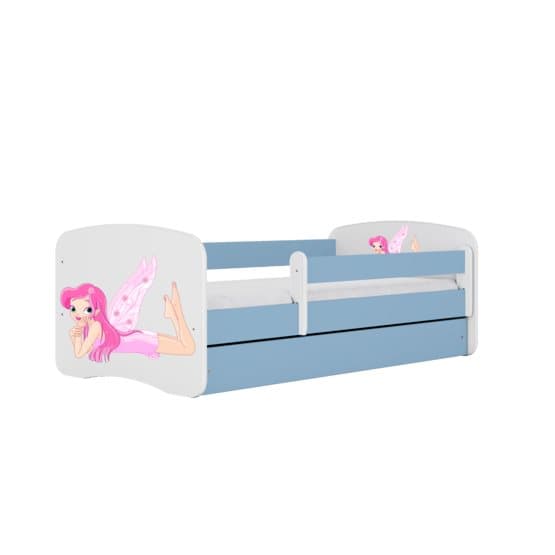 Barnsäng - Babydreams Blå - Fairy With Wings Med Låda Och Madrass 140x70 Cm