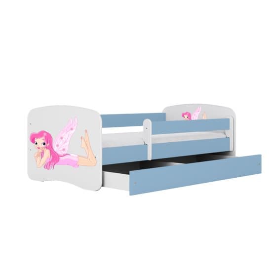 Barnsäng - Babydreams Blå - Fairy With Wings Med Låda Och Madrass 140x70 Cm