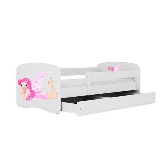 Barnsäng - Babydreams Vit - Fairy With Wings Med Låda Och Madrass 180x80 Cm