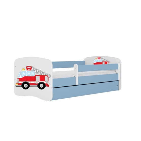 Barnsäng - Babydreams Blå - Fire Truck Med Låda 140x70 Cm