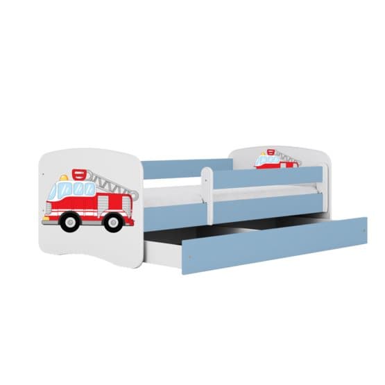 Barnsäng - Babydreams Blå - Fire Truck Med Låda 140x70 Cm