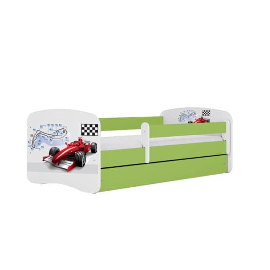 Barnsäng - Babydreams Grön - Formula One Med Låda 140x70 Cm