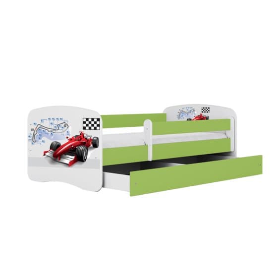 Barnsäng - Babydreams Grön - Formula One Med Låda 160x80 Cm