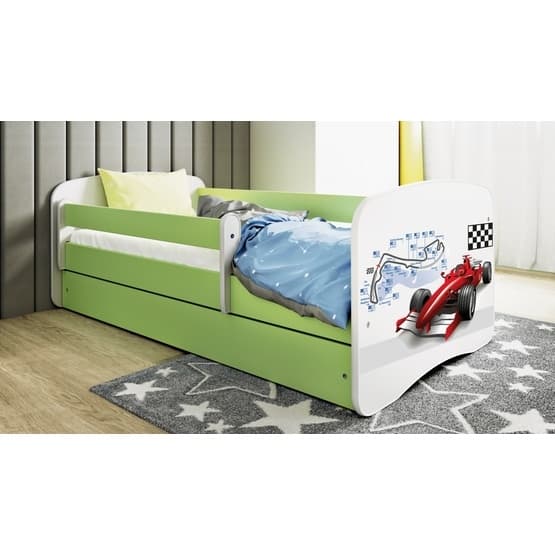 Tremmeseng - Babydreams Grøn - Formel 1 Med Skuffe Og Madras 160x80 Cm