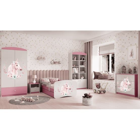 Barnsäng - Babydreams Rosa - Horse Med Låda 140x70 Cm