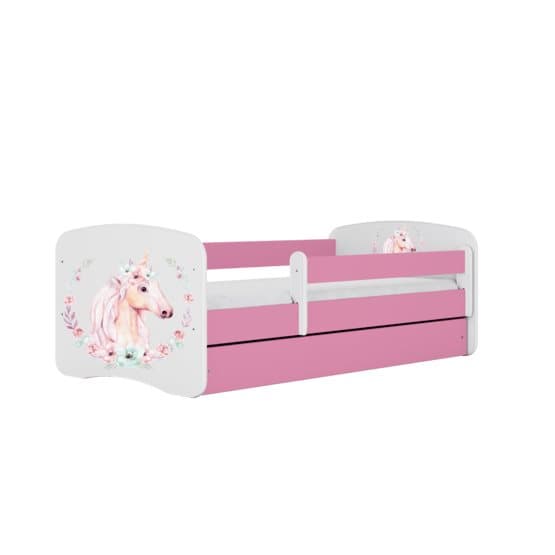 Barnsäng - Babydreams Rosa - Horse Med Låda Och Madrass 140x70 Cm