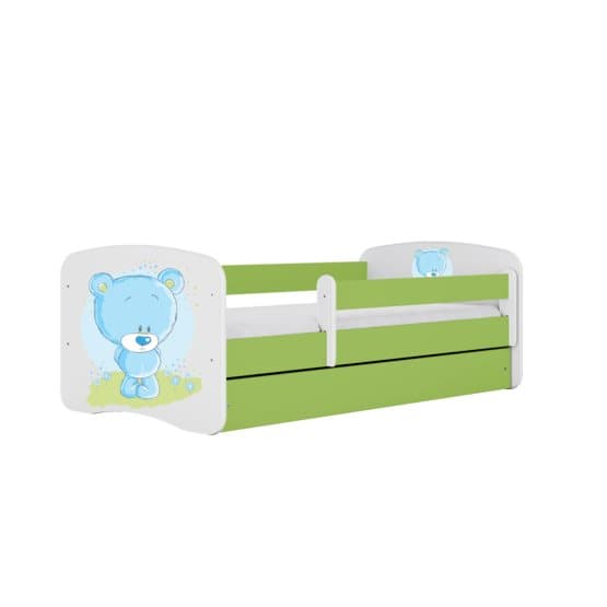 Barnsäng - Babydreams Grön - Blå - Bear Med Låda 160x80 Cm