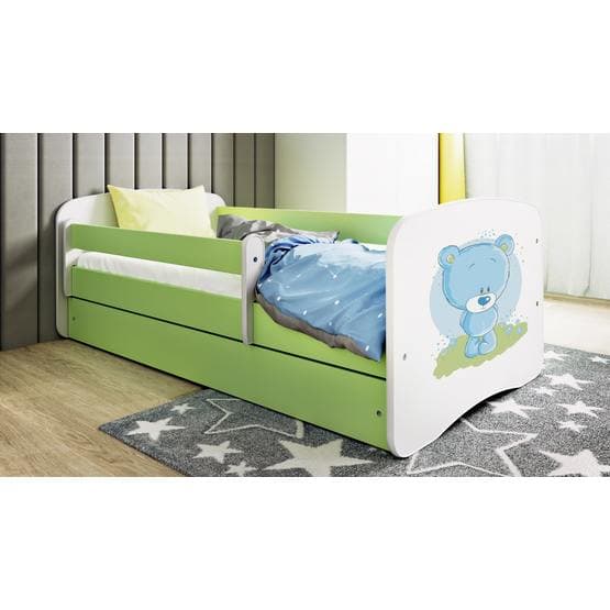 Barnsäng - Babydreams Grön - Blå - Bear Med Låda 160x80 Cm