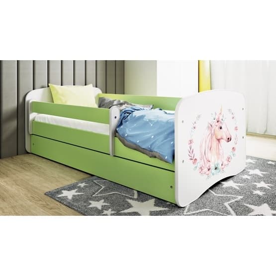 Tremmeseng - Babydreams Grøn - Hest Med Skuffe 180x80 Cm