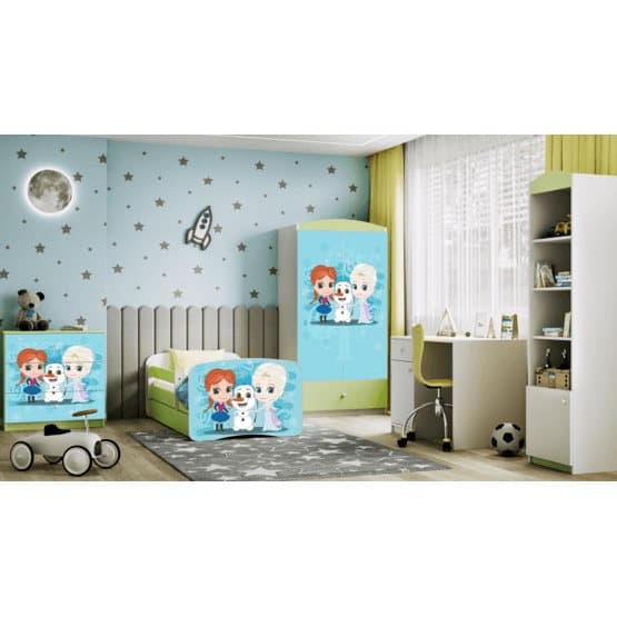 Barnsäng - Babydreams Grön - Frozen Med Låda 140x70 Cm
