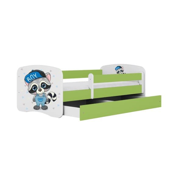 Barnsäng - Babydreams Grön - Racoon Med Låda 160x80 Cm