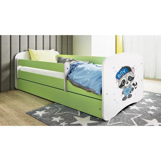 Barnsäng - Babydreams Grön - Racoon Med Låda 160x80 Cm