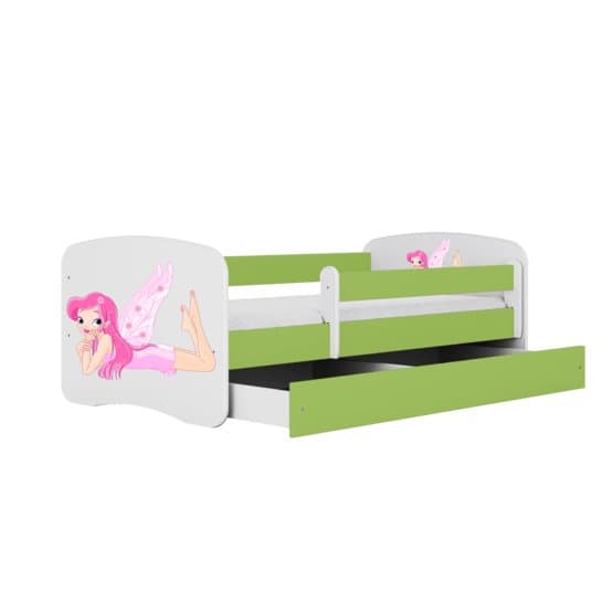 Barnsäng - Babydreams Grön - Fairy With Wings Med Låda 180x80 Cm