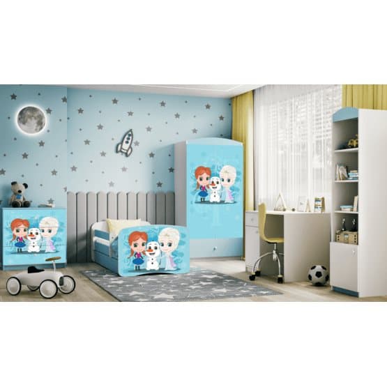 Pinnasänky - Babydreams Blue - Frozen laatikolla ja patjalla 160x80 cm