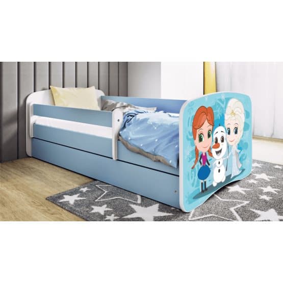 Barnsäng - Babydreams Blå - Frozen Med Låda Och Madrass 160x80 Cm