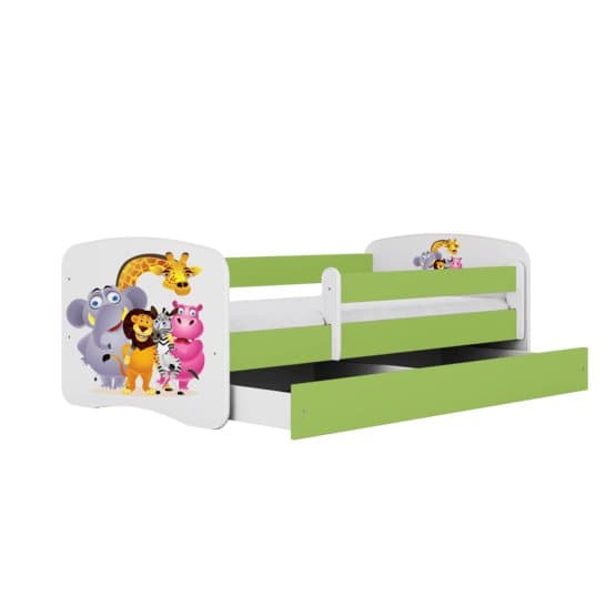 Tremmeseng - Babydreams Grøn - Zoo Med Skuffe 160x80 Cm