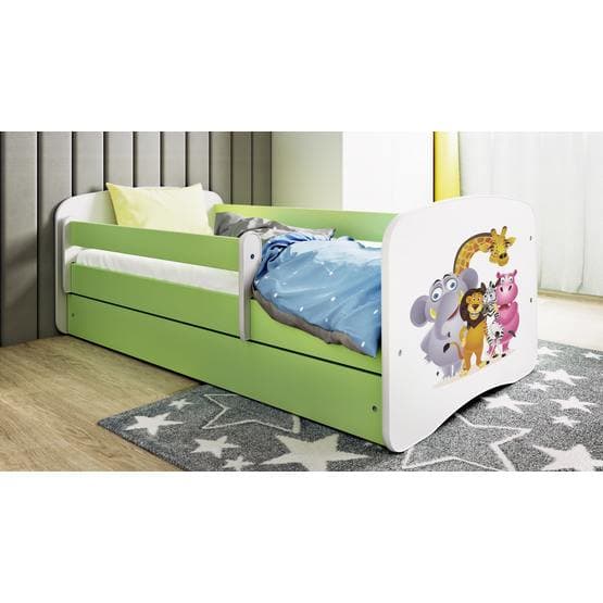 Tremmeseng - Babydreams Grøn - Zoo Med Skuffe 160x80 Cm