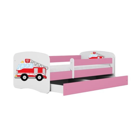 Tremmeseng - Babydreams Pink - Brandbil Med Skuffe 140x70 Cm