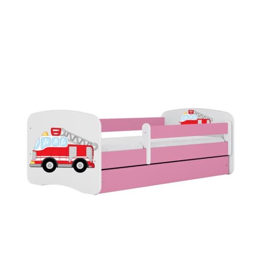 Barnsäng - Babydreams Rosa - Fire Truck Med Låda Och Madrass 180x80 Cm