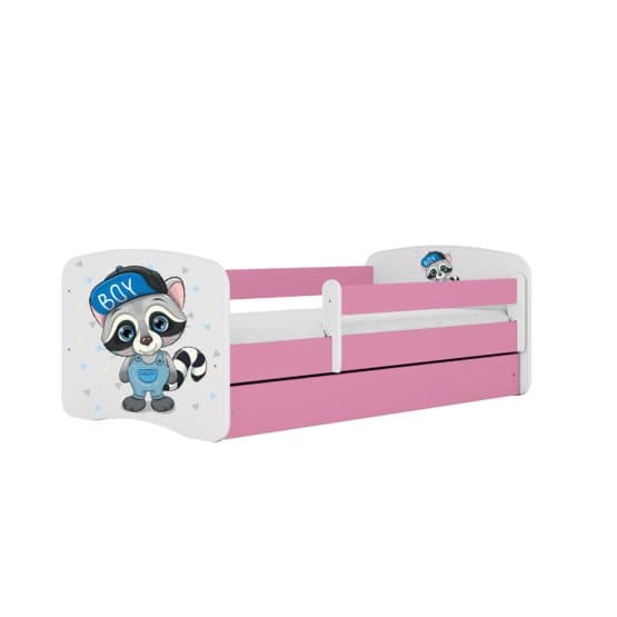 Barnsäng - Babydreams Rosa - Racoon Med Låda Och Madrass 140x70 Cm