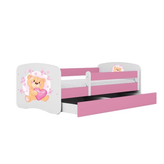 Barnsäng - Babydreams Rosa - Bear With Butterflies Med Låda Och Madrass 180x80 Cm