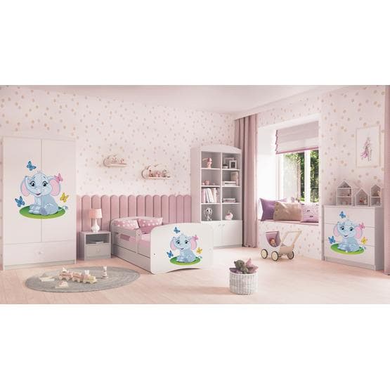 Tremmeseng - Babydreams Hvid - Elefant Med Skuffe 160x80 Cm