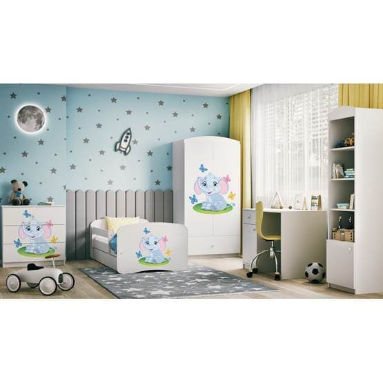 Tremmeseng - Babydreams Hvid - Elefant Med Skuffe 160x80 Cm