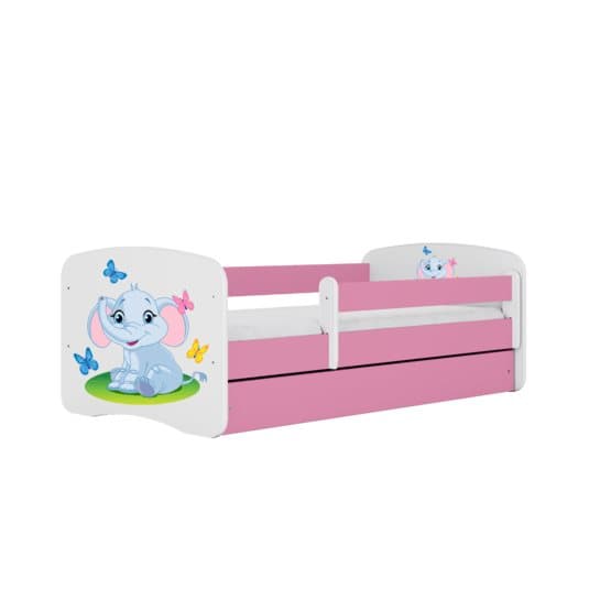 Barnsäng - Babydreams Rosa - Elephant Med Låda Och Madrass 180x80 Cm
