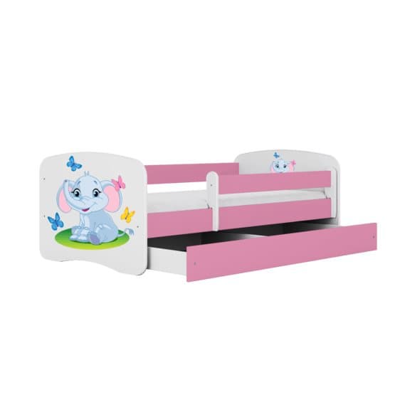 Barnsäng - Babydreams Rosa - Elephant Med Låda Och Madrass 180x80 Cm