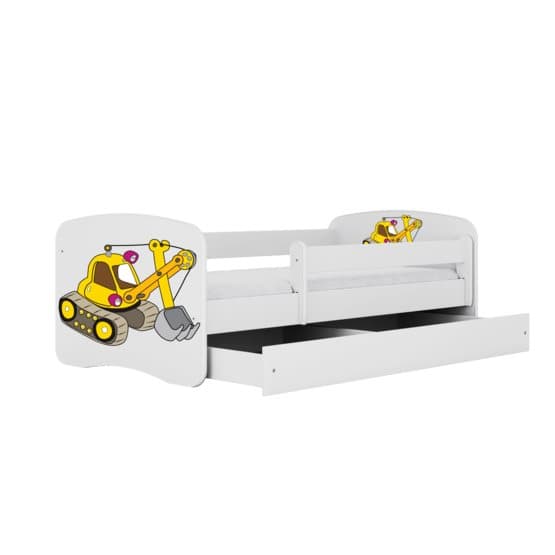 Barnsäng - Babydreams Vit - Digger Med Låda Och Madrass 180x80 Cm