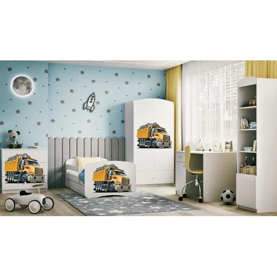 Tremmeseng - Babydreams Hvid - Lastbil Med Skuffe 140x70 Cm