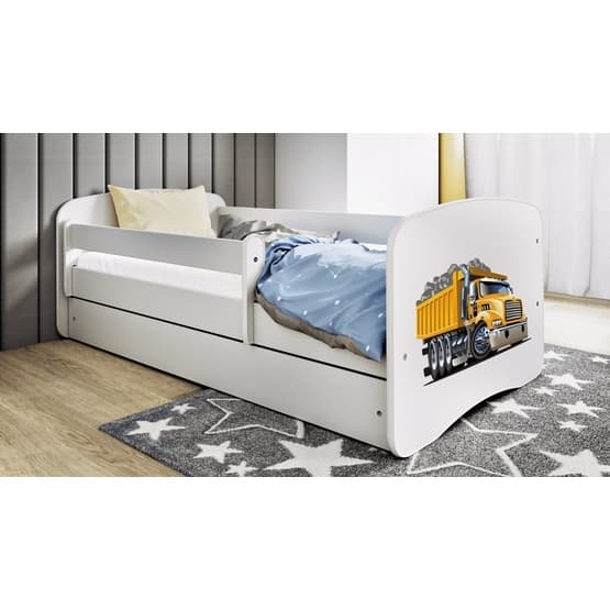 Tremmeseng - Babydreams Hvid - Lastbil Med Kasse Og Madras 140x70 Cm