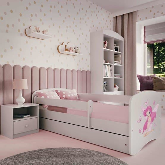 Tremmeseng - Babydreams Hvid - Fe Med Sommerfugle Med Æske Og Madras 180x80 Cm