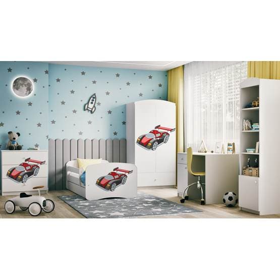 Tremmeseng - Babydreams Hvid - Racerbil Med Skuffe 180x80 Cm