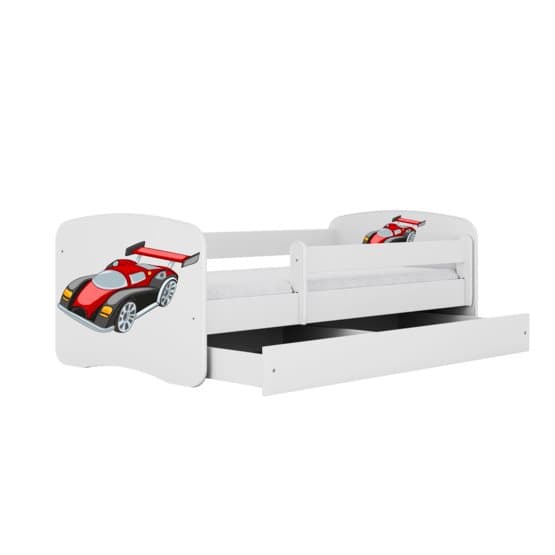 Tremmeseng - Babydreams Hvid - Racerbil Med Skuffe 180x80 Cm