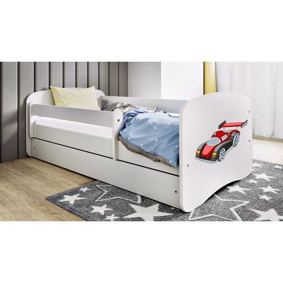 Tremmeseng - Babydreams Hvid - Racerbil Med Skuffe 180x80 Cm