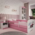 Miniatyrbillede 1 af 5: Tremmeseng - Babydreams Pink - Formel 1 Med Skuffe Og Madras 140x70 Cm