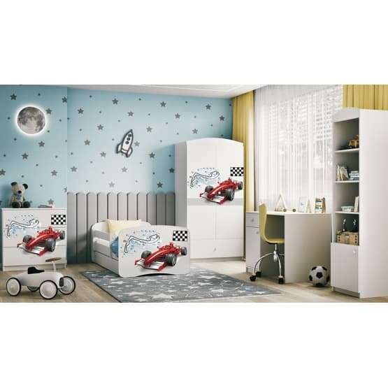 Barnsäng - Babydreams Vit - Formula One Med Låda 180x80 Cm