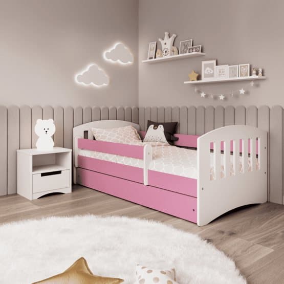 Barnsäng - Classic 1 Rosa - Med Låda 180x80 Cm