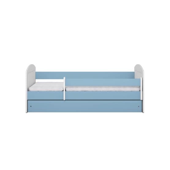 Barnsäng - Classic 1 Blå - Med Låda Skydskant Och Madrass 180x80 Cm