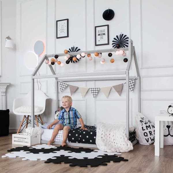 Taaperon talosänky, Taaperon sängyn runko, Telttasänky, Puinen talosänkyn runko, Montessori-sänkytalo - Lattiasänky
