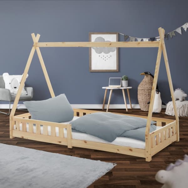 Lasten sänky Teepee Nature Fall-Out Protection puinen sänky talo sänky mänty puu 200x90cm