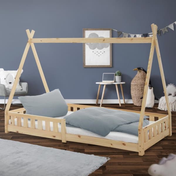 Lasten sänky Teepee Nature Fall-Out Protection puinen sänky talo sänky mänty puu 200x90cm